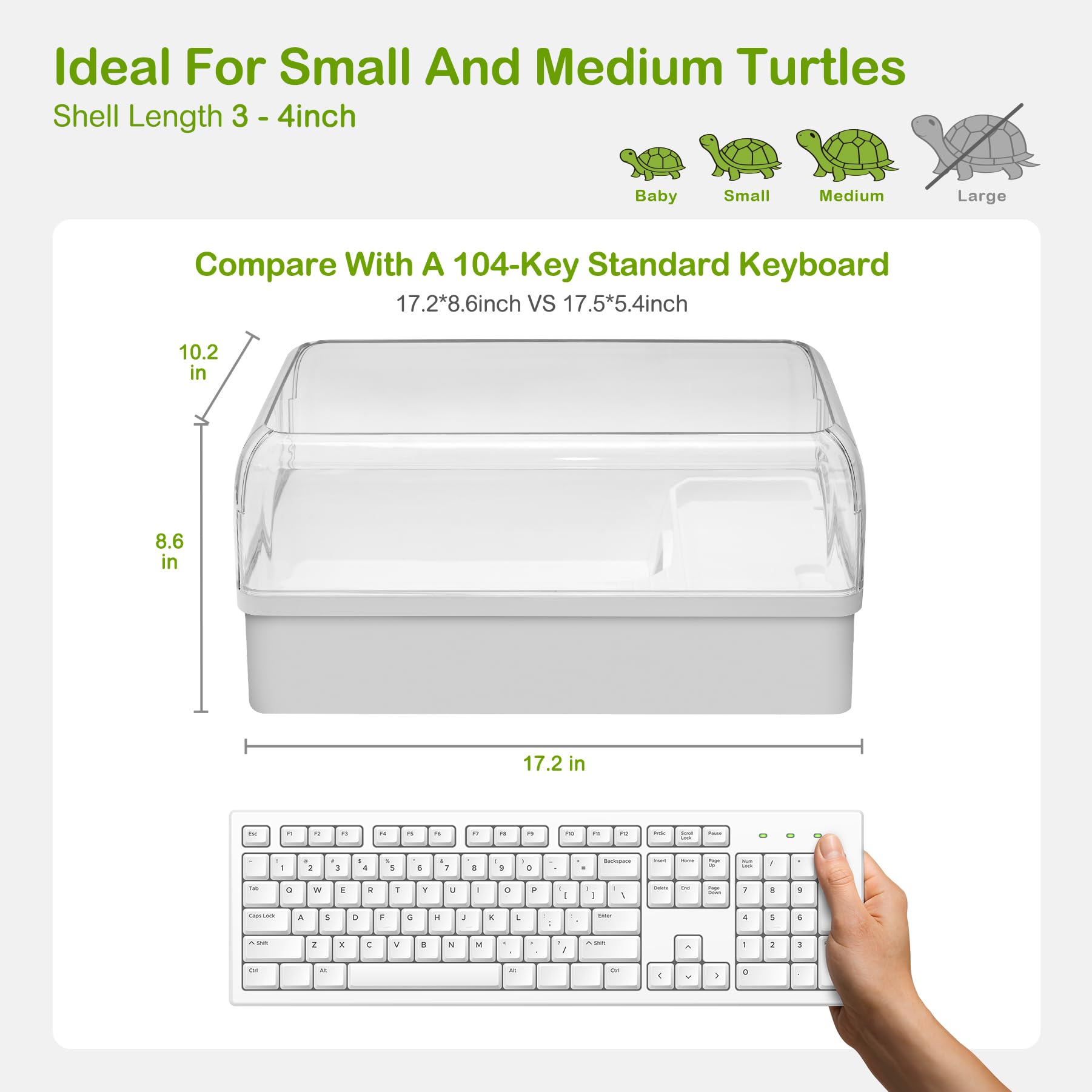 Set de Espacio para Tortugas, recinto de Tortugas, Acuario de Arranque con área multifunción, escondite, Plataforma Solar UV, Filtro de Agua, Red de Pesca, Drenaje, Planta para