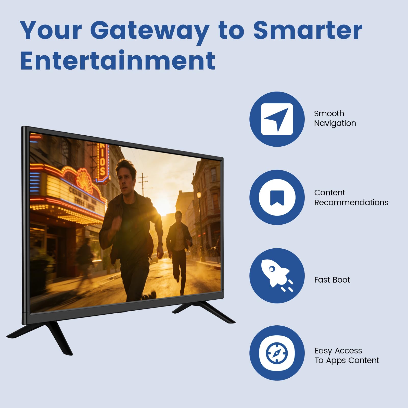 ZOSHING Smart TV de 27 pouces, petit téléviseur avec entrée HDMI, tuner numérique intégré/prise en charge USB, montage mural, pour chambre à coucher, cuisine, camping-car – Télécommande incluse