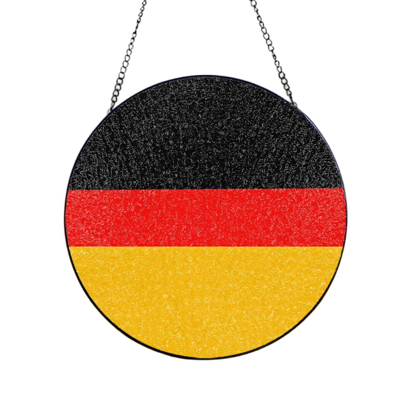 Phayah Germany Flag Print Stained Glass Window Hanging Suncatcher For Door Terrace Garden Home Decor Sun Catcher Birthday Gifts For Lovers Dad Mom 10in（25cm）