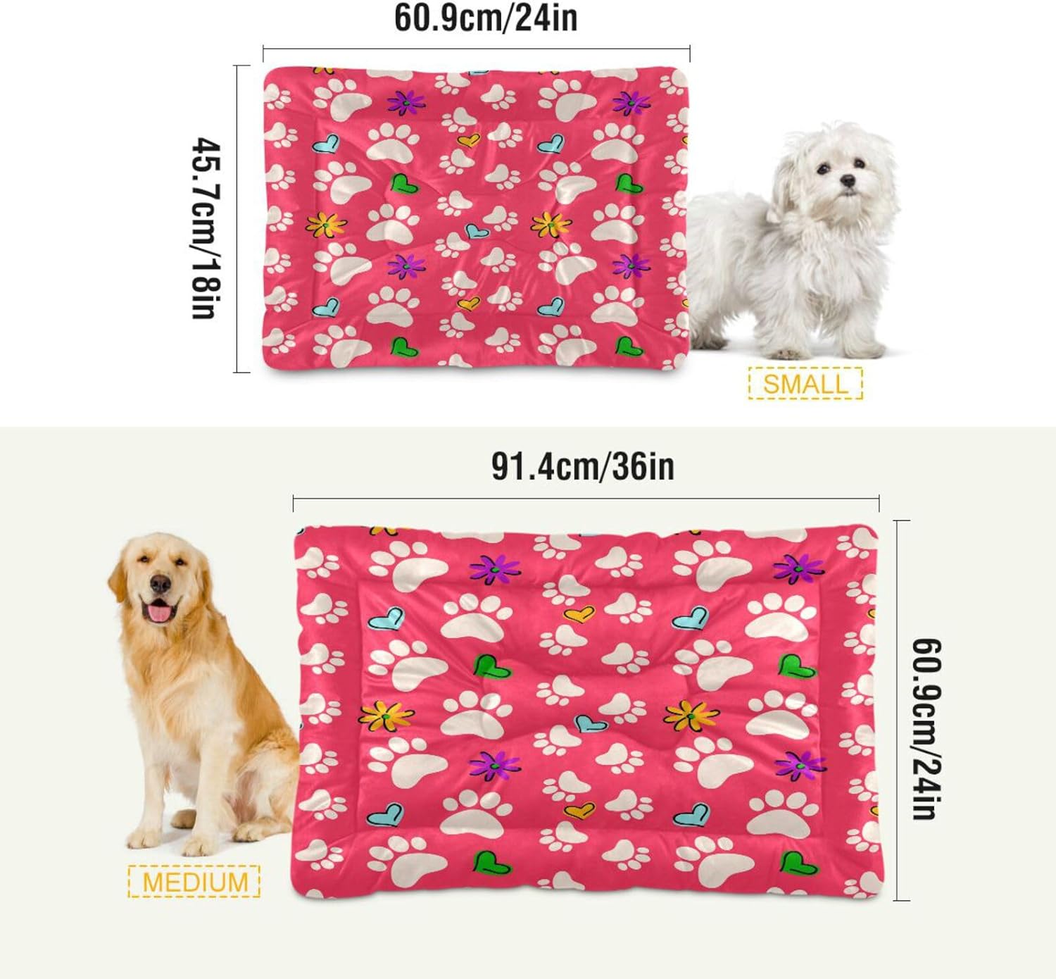 review Dog Paw Crate Pet Bed, Portable Washable Dog Cat Mat, Soft Comfortable Pet Mattress with Non-Slip Bottom for Dogs Cats Sleeping, 24 x 18 Inch