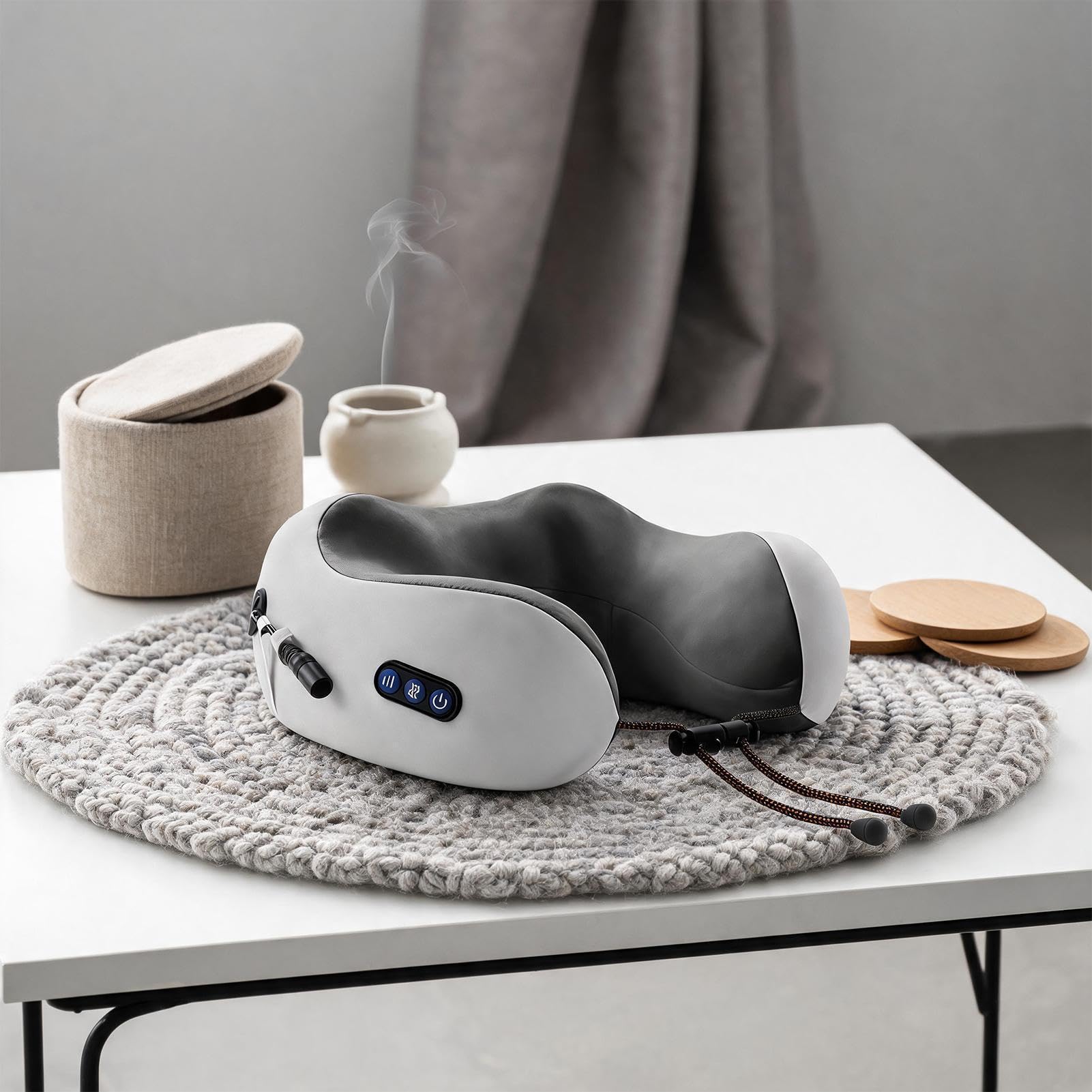 Générique Nackenmassagekissen | 3 Heizstufen, elektrisch, wiederaufladbar, leise, Reisekissen für den Nacken | zum Anschauen von TV, Reise, Pause, Sitzen, Bett, Sofa, Büro, Zuhause