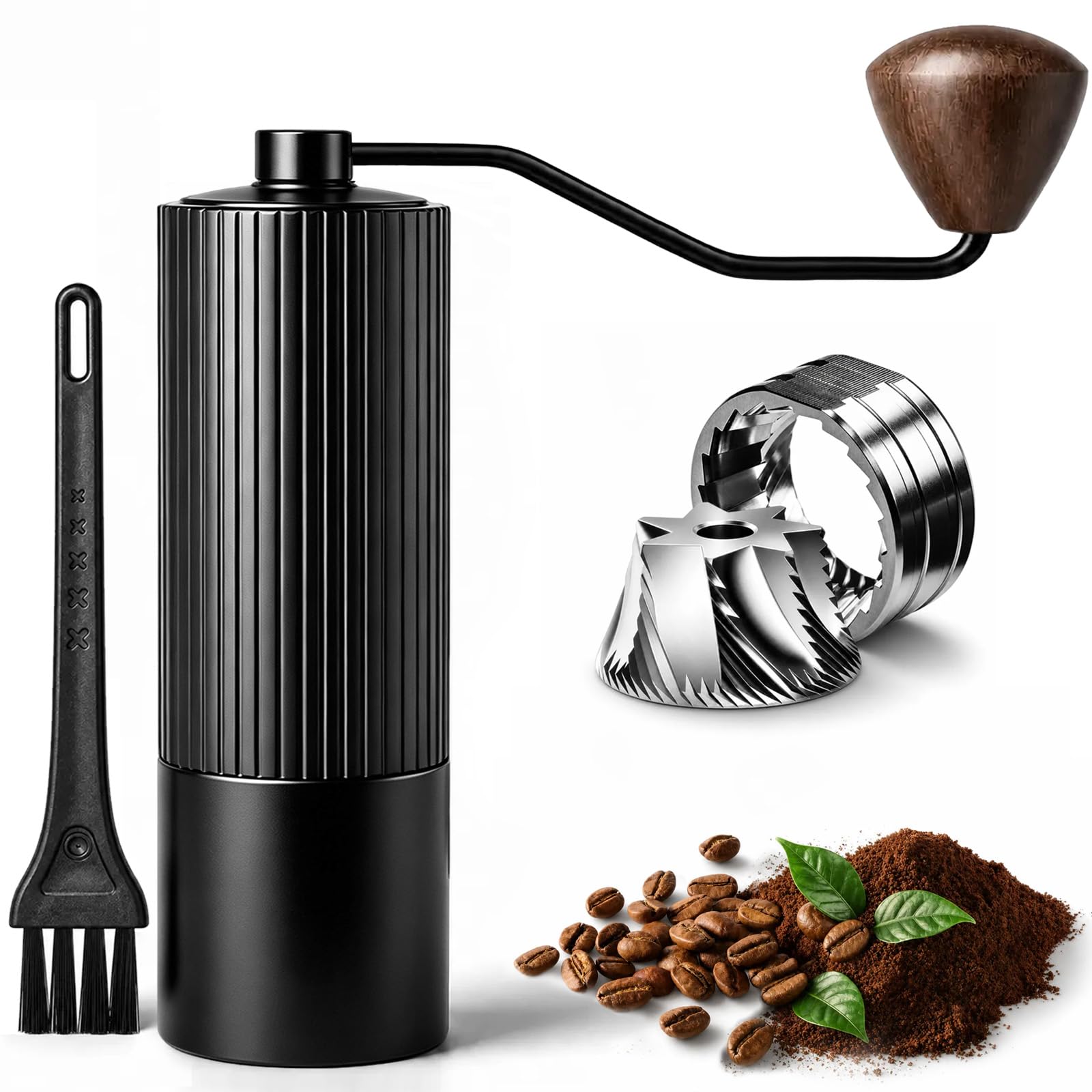 Manual Coffee Grinder, Coffee Bean Hand Grinder with 7-Core Stainless Steel Conical Burr, Portable Hand Coffee Grinder for French Press/Espresso/Pour Over/Moka Pot, Ideal for Home, Office & Travel