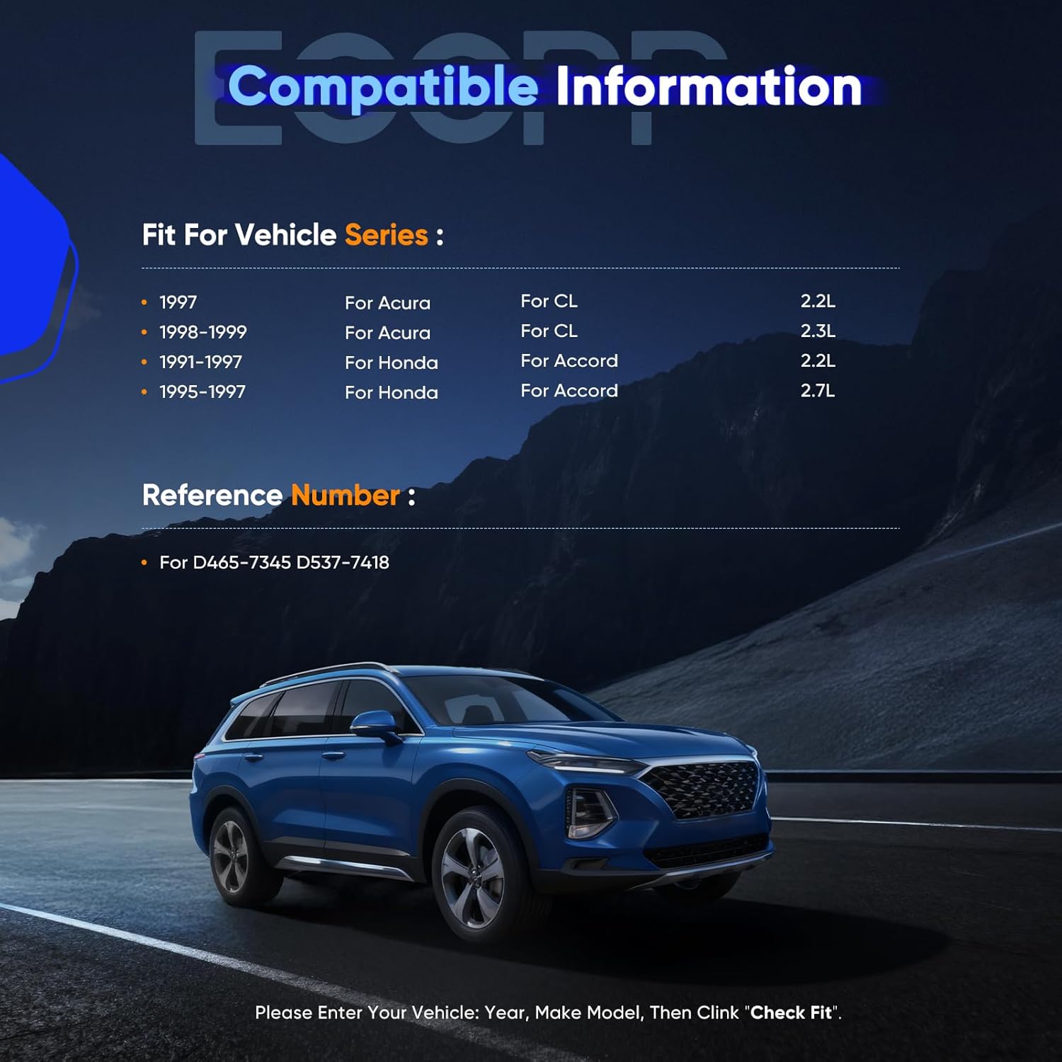 Brake Pads, ECCPP D465 D537 8pcs Ceramic Brake Kits fit for 1997 1998 1999 for Acura CL, 1991-1997 for Honda for Accord