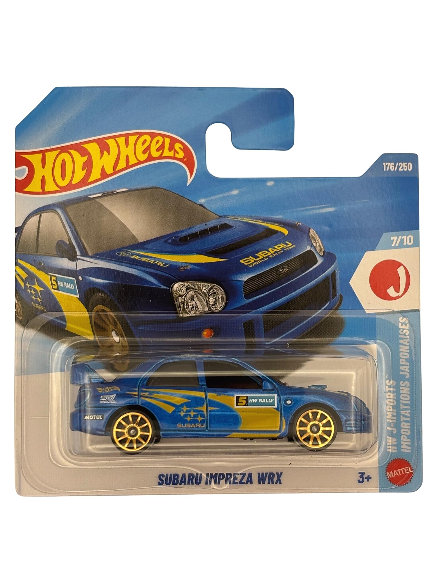 Hot Wheels - Subaru Impreza WRX - HW J-Imports 7/10 - JJK19 - Short Card - Light blue - Rally sports car - Mattel 2026 176/250 - License model - 1:64
