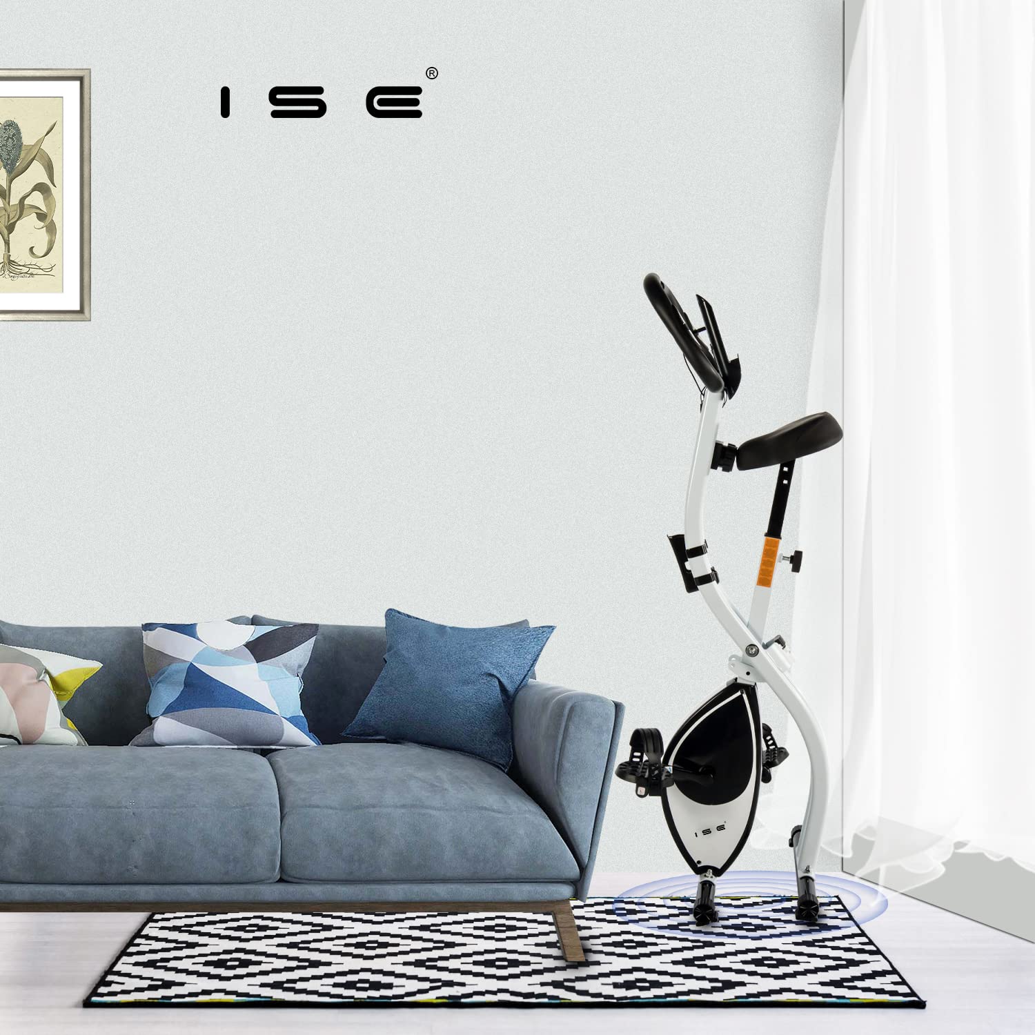ISE F-Bike Mini składany rower treningowy, rower treningowy z 8 poziomami, opór magnetyczny, wyświetlacz LCD, rower rowerowy z czujnikiem tętna, SY-810L