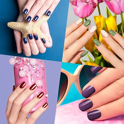 Miniatura 6 de Honoson 720 uñas postizas cortas cuadradas medianas, uñas postizas artificiales de cobertura completa, uñas postizas a presión, uñas postizas Bright