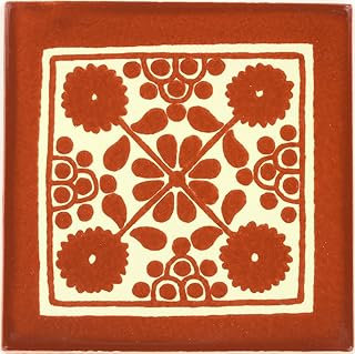 Box of 90-4¼ x 4¼ Terra Cotta Damasco - Talavera Mexican Ceramic Tiles