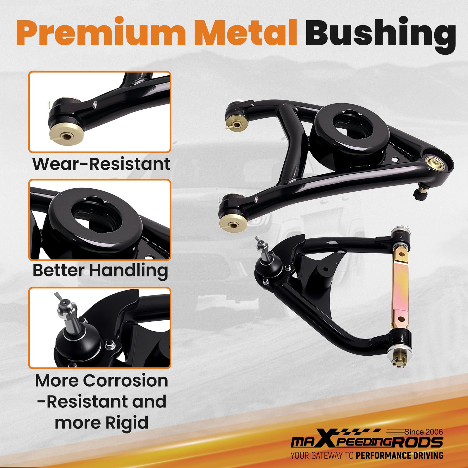 maXpeedingrods Wzmocnione wahacze rurowe (górne i dolne) do Chevroleta Malibu 1964–1972