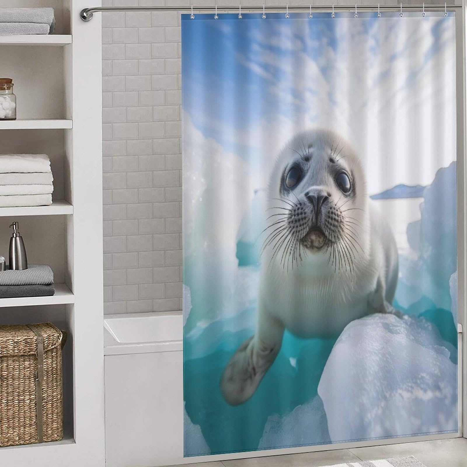 Rideau de douche en tissu pour salle de bain familiale moderne