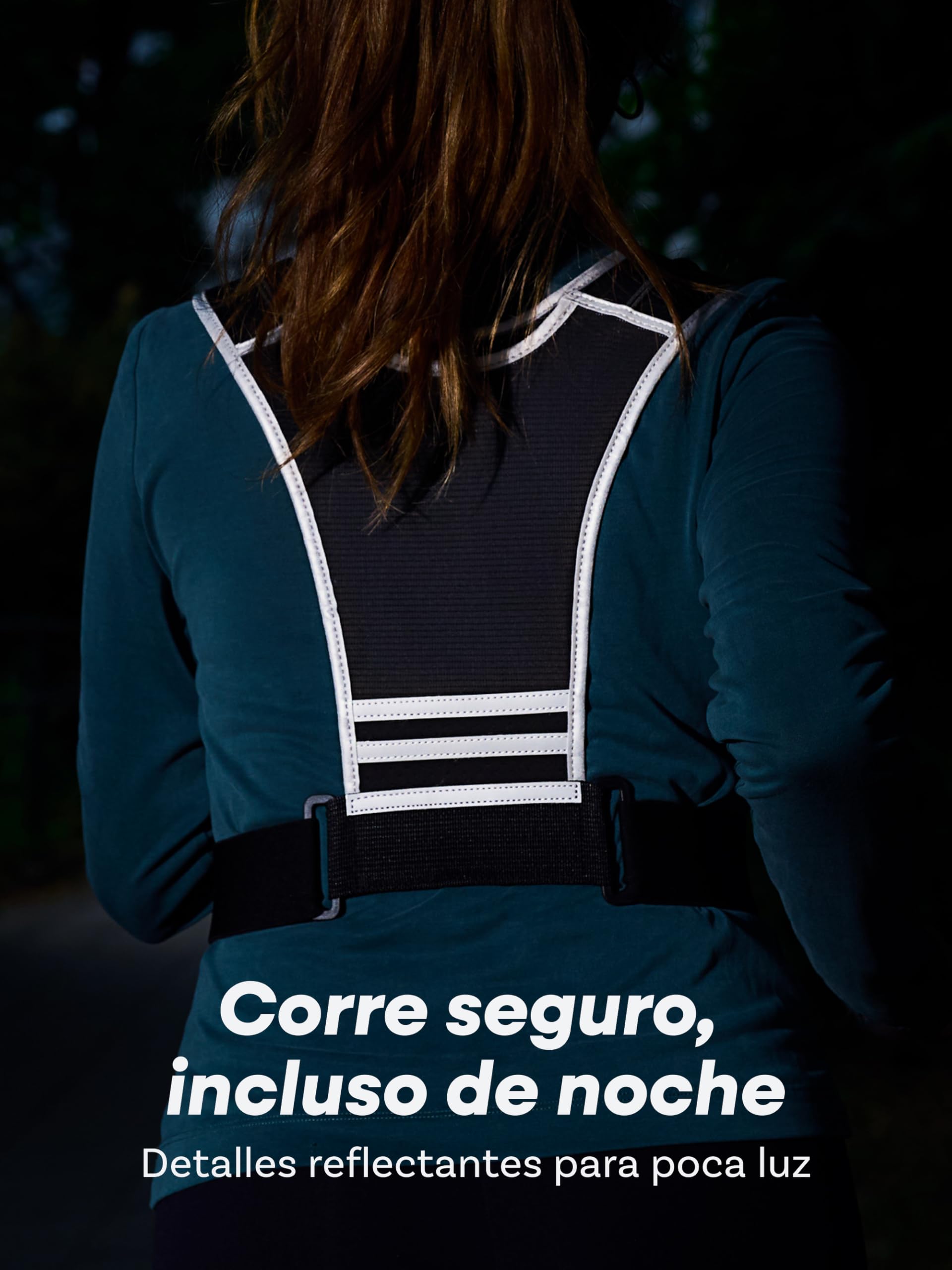 Chaleco para Correr Hombre Mujer con Porta Móvil y Botella Impermeable Ajustable Reflectores