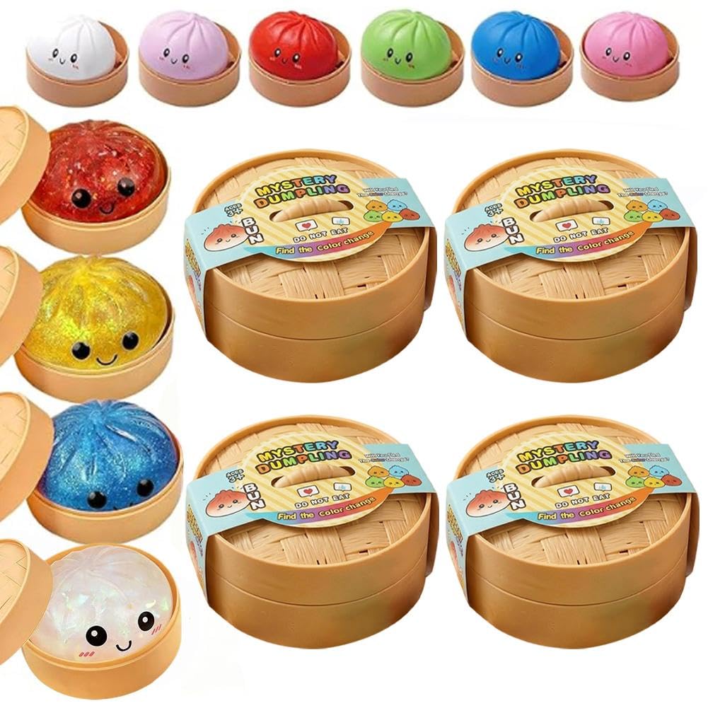 Dumpling Squishies,Glitter Dumpling Squishies, 2026 New Dumplings Mystery Steamer Box - 10 Colors Random Mystery Gift Box, Squeeze Dough Ball Stress Relief Hand Toys with Food Steamer — view 11