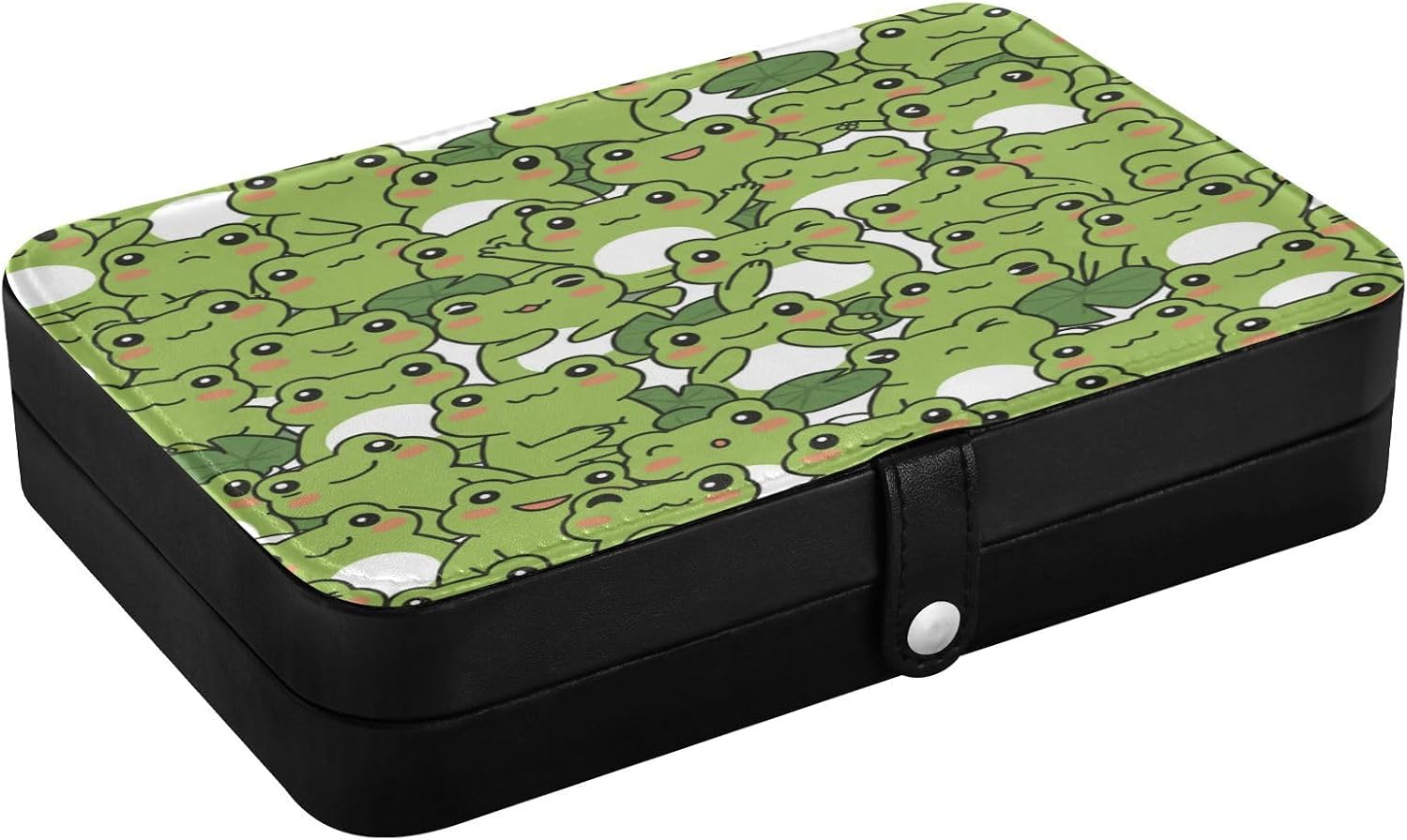 senya Leather Jewelry Box, Funny Green Frogs Necklace Ring Earrings Storage Organizer for Women Travel Jewelry Organizer