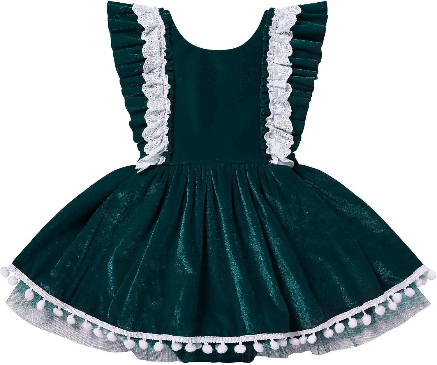 IDOPIP Baby Girls Velvet Dress Ruffle Lace Romper Tutu