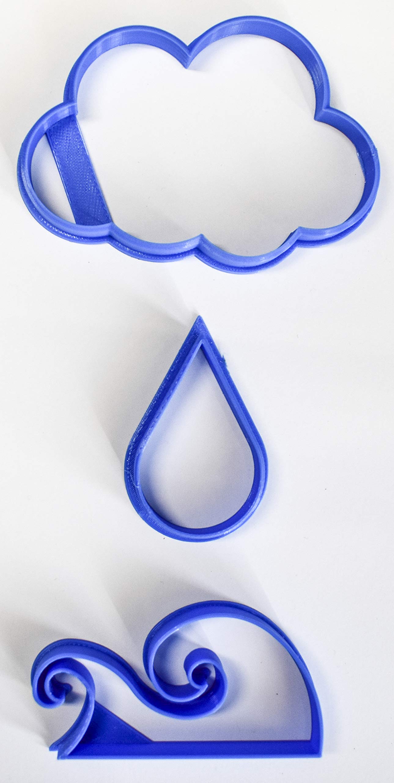 WATER CYCLE CLOUD RAINDROP OCEAN WAVE SET OF 3 COOKIE CUTTERS MADE IN USA PR1107