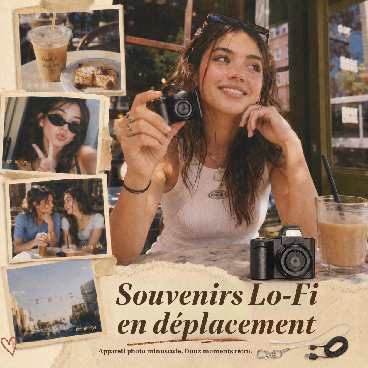 Appareil Photo Numérique - Maxmango 1080P Mini Appareil Photo Portable 64 Go, 1,3" Porte-Clés Caméscope de Poche pour Les Voyages et Le Divertissement, Cadeaux pour Débutants