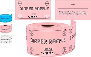 250 Diaper Raffle Tickets, Pink (1 of 3 Colors), for Baby Shower Games, Invitations, and Drawing Prizes, Cute Party Accessories