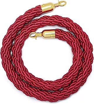 Red White Braided Twisted Rope for Stanchion, 3ft 4ft 5ft 6ft 7ft 8ft Queue Stanchion Rope VIP Line, Crowd Control Barrier Rope for Grand Openings Color Red- C, Size 2m/6.6ft/79in