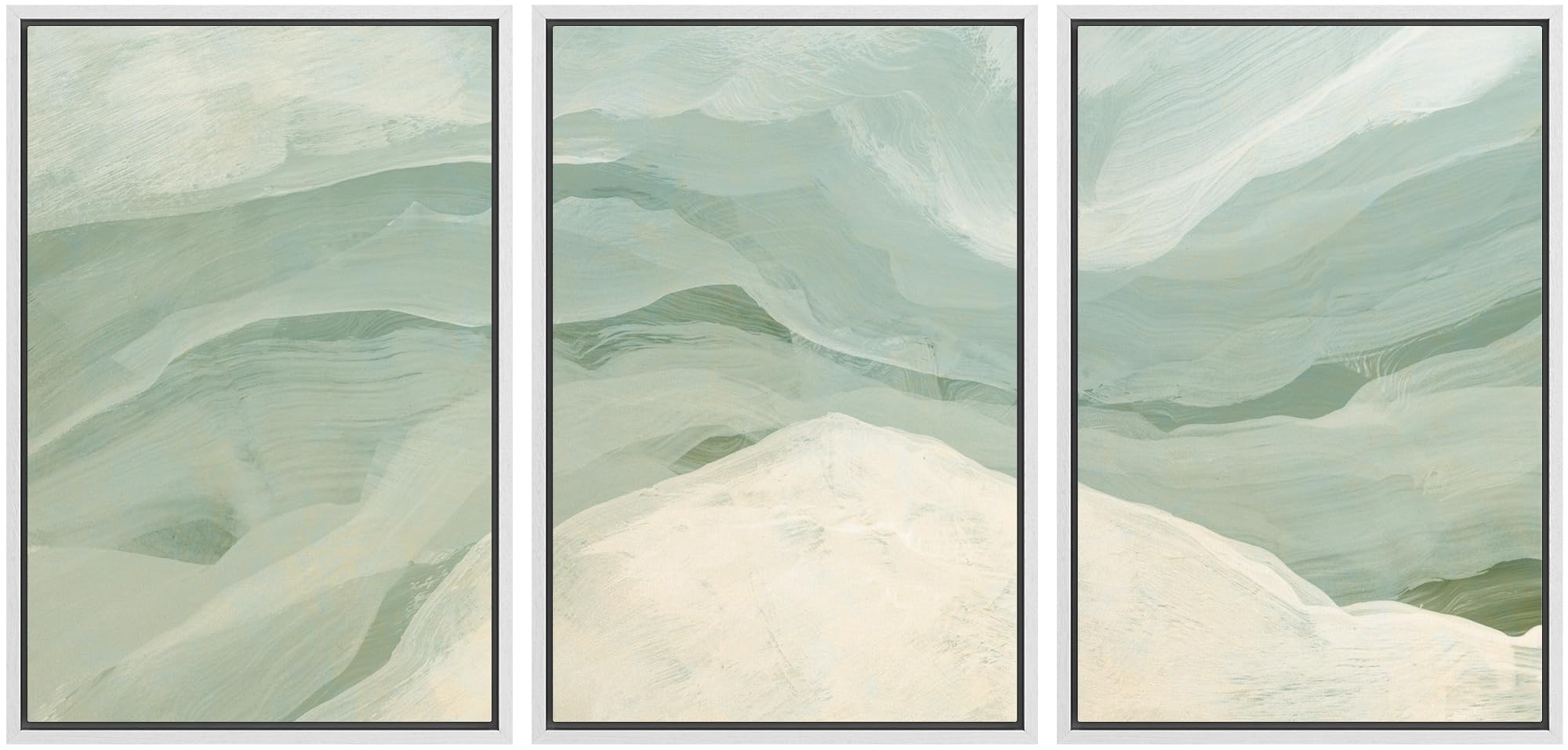 mudecor framed wall art print set pastel waves blue and white tones illustrations modern art boho decorative colorful chic for living room, bedroom, office - (different desin)