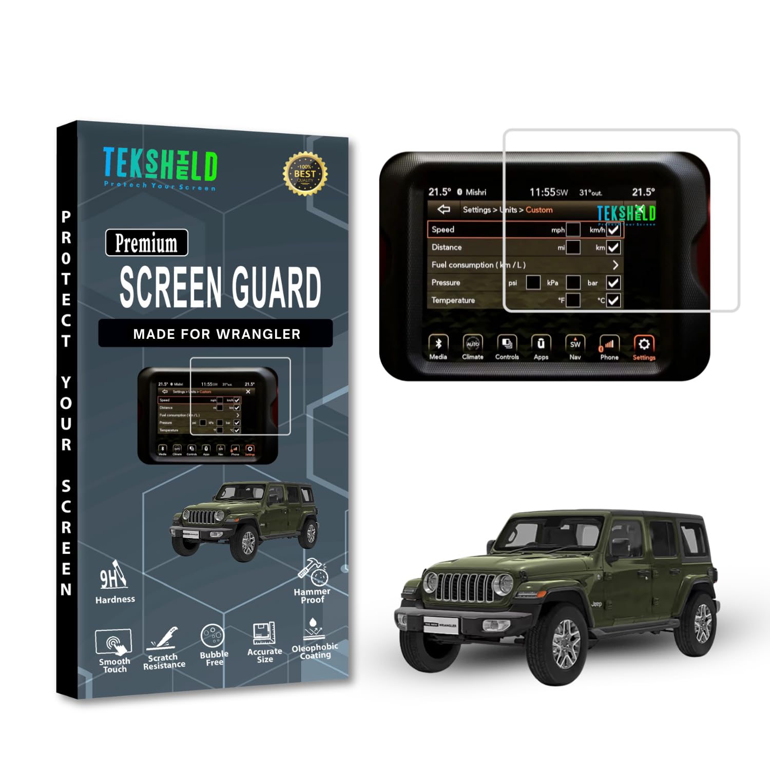 Screen Guard Protector for JEEP WRANGLER 2018-2023 all Models Unlimited & Rubicon || 8.4 INCH INFOTAINMENT MUSIC SYSTEM || HD Clarity, 9H Hardness, Bubble Free, Unbreakable, Anti-Scratch [Not a Tempered Glass] Pack 1-image-49