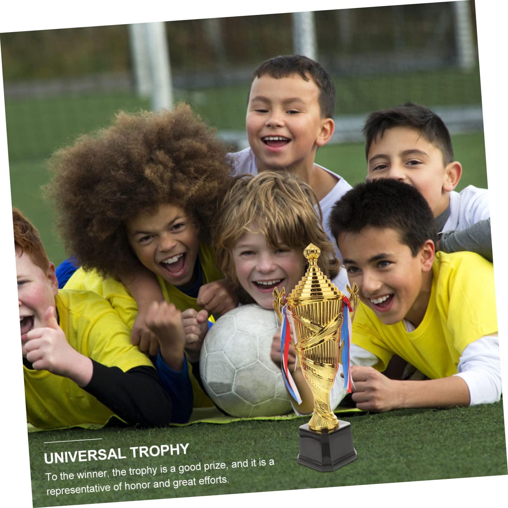 POPETPOP Coppa Premio in Plastica Dorata Coppe Premio per Tornei Sportivi e Carnevali Coppa Robusta e Durevole Base Nera per Targhette Personalizzate