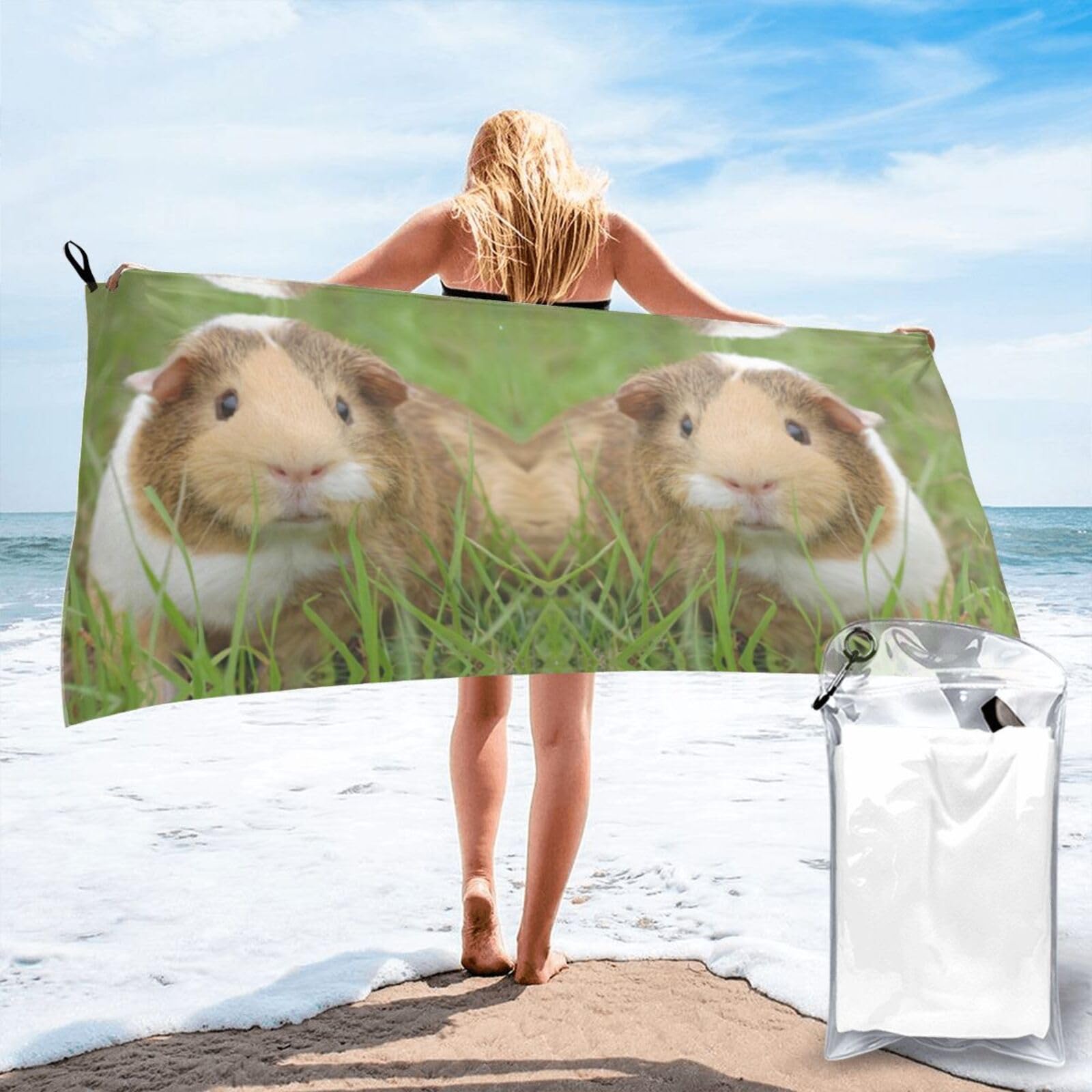 WYCZHY Guinea Pig Print Beach Towel Soft Quick Dry For Spa Pool Gym Vacation Travelers Women Men Adults Sauna Gift