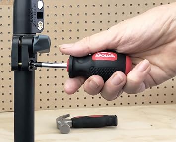 Apollo Tools 4 Piece Stubby Tool Set for Small Hands and Tight Spaces. Convenient and Compact Small Tool Set includes Mini Hammer, Mini Screwdriver Set and Mini Wrench - Red - DT0240