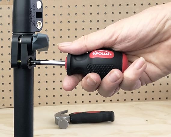 Apollo Tools 4 Piece Stubby Tool Set for Small Hands and Tight Spaces. Convenient and Compact Small Tool Set includes Mini Hammer, Mini Screwdriver Set and Mini Wrench - Red - DT0240