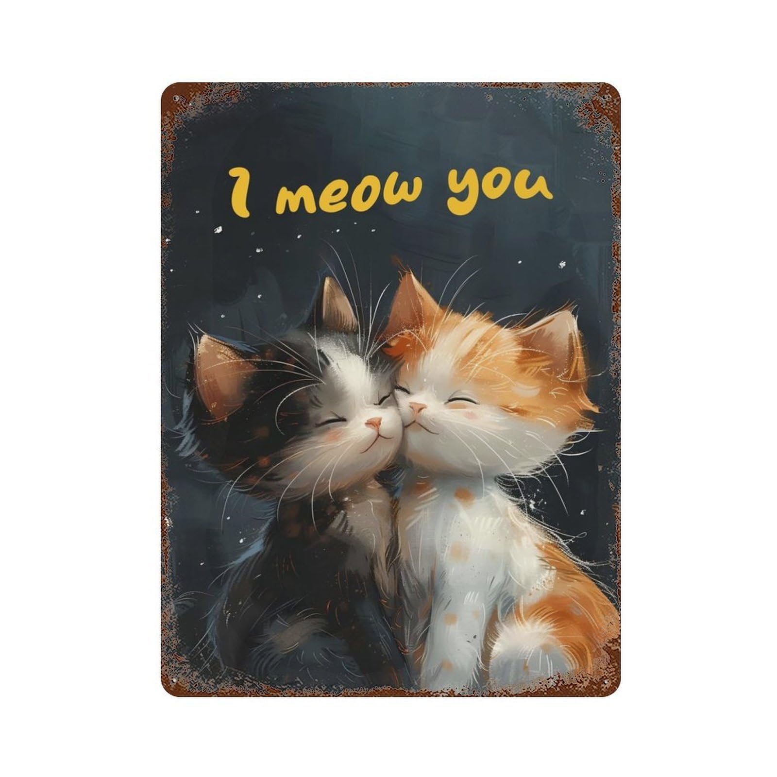 Kitty Love Rustic Tin Plaque 15.7"x11.8", Ideal for Shed, Workshop And Garage Wall Decor