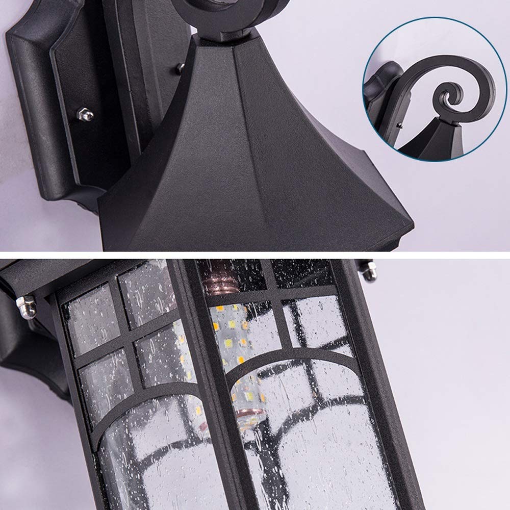 Applique Murale d'extérieur pour lampadaire, Applique Murale de Jardin décorative Noire Mate, Lanterne étanche à la poussière, Lampe Murale en Aluminium moulé E27, a(
