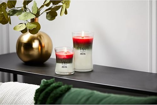 Vista 16 de WoodWick Warm Woods Vela mediana en frasco, con forma de reloj de arena, cera de mezcla de soja prémium, mecha de madera Pluswick Innovation