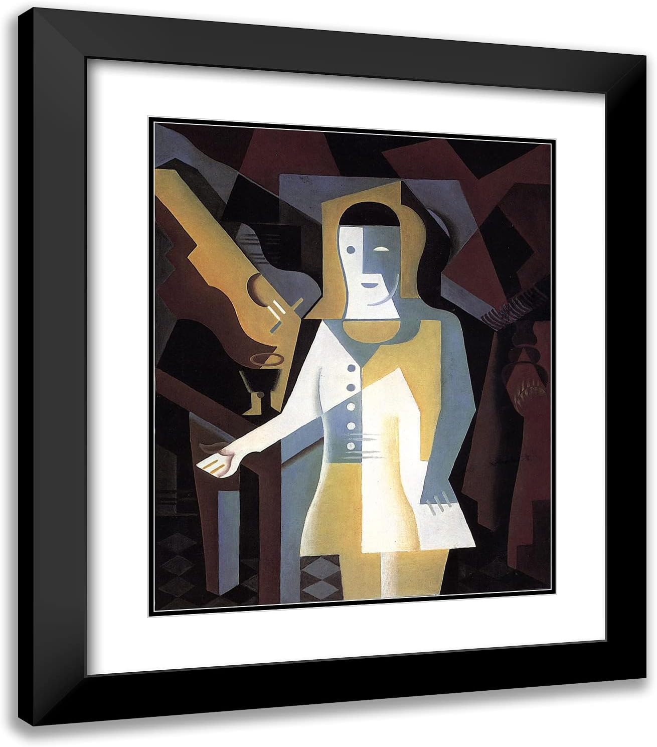 ArtDirect Gris, Juan 20x23 Gold Ornate Framed Art Print with Double Matting Titled: Pierrot