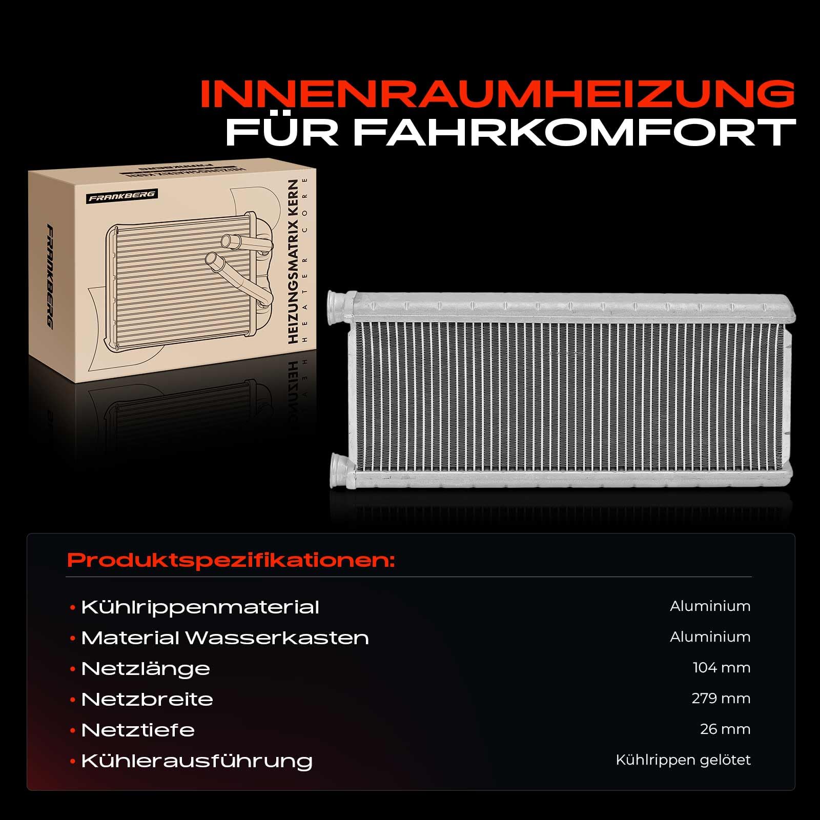 Frankberg Wärmetauscher Innenraumheizung Kompatibel mit Berlingo EC ER 1.2L-1.5L Benzin 2018-2024 C4 Spacetourer 3D 1.6L-2.0L Diesel 2018-2024 Replace# 707201