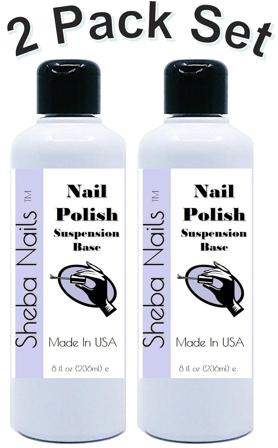 Sheba Nails Nail Polish Mixing Suspension Base - Vegan 10 Free- Make Your Own Nail Polish - Suspending Nail Polish Base - DIY Nail Polish - 2 Pack Set of 8 oz Bottles - (16 OZ total)