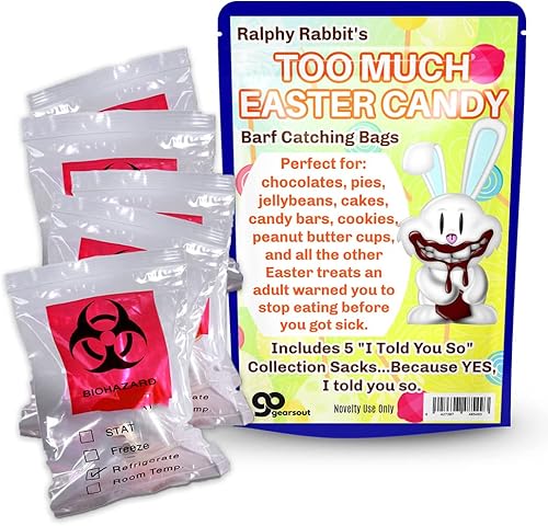Miniatura 2 de GearsOut Bolsas de captura de dulces de Pascua  Divertida idea de relleno de canasta de Pascua, bolsas de riesgo biológico novedosas, 5 unidades