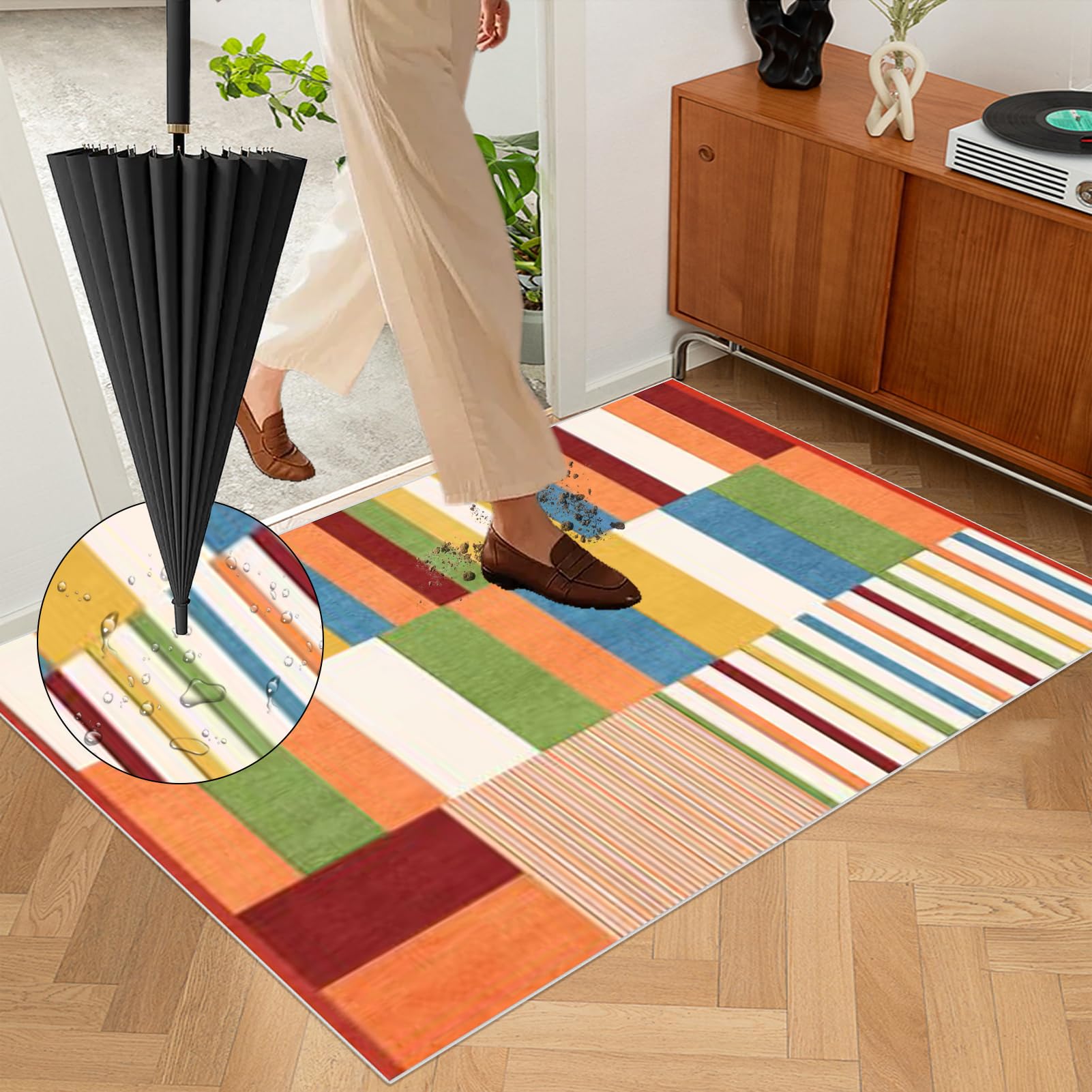 Läufer Flur Waschbar Küche Läufer 50 x 250 cm rutschfest Mit Gummi Multifunktionale Flurteppich Bettvorleger Teppichläufe Fußmatte Teppich für Eingang Schlafzimmer Wohnzimmer Waschküche