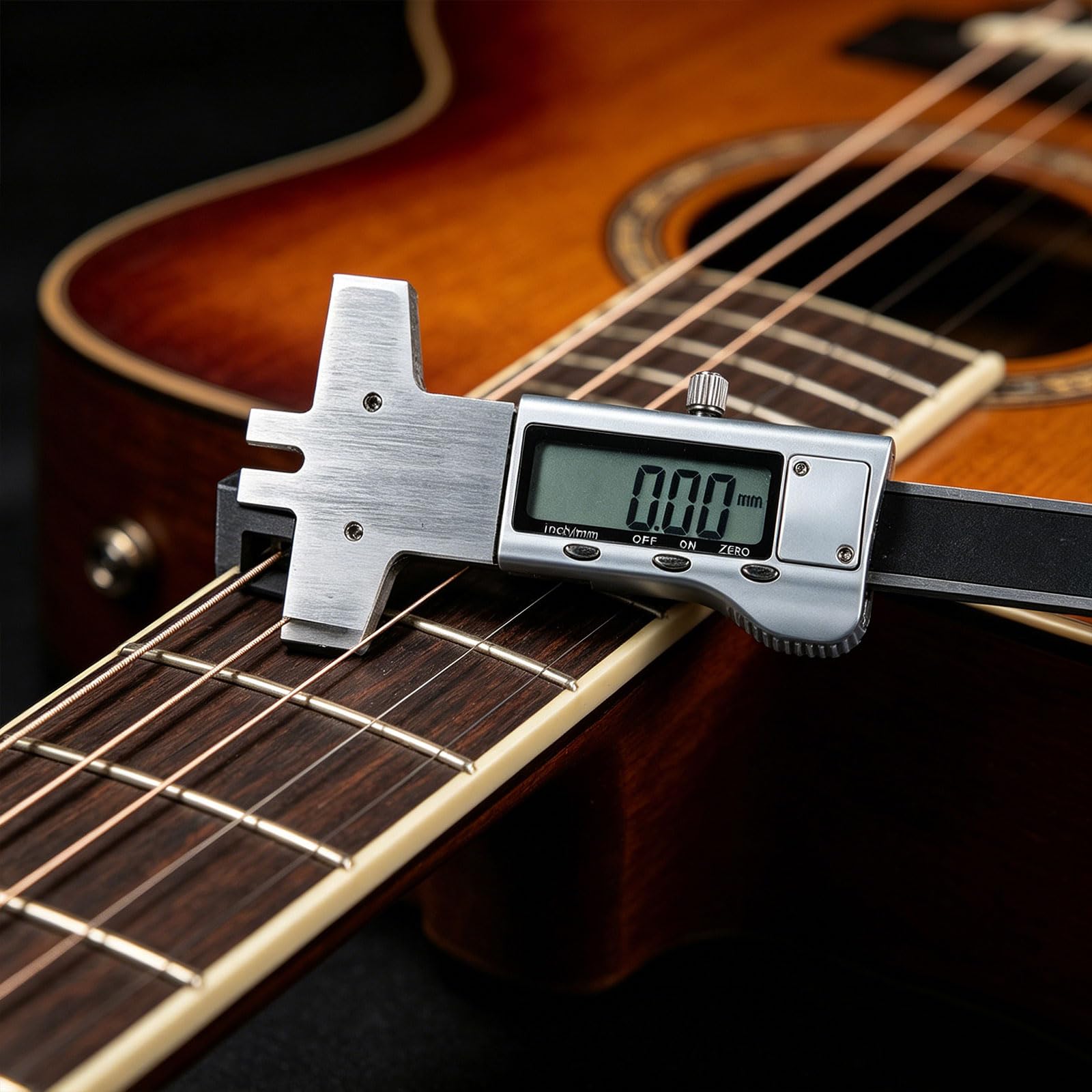 Instrumento de medición digital para cuerdas de guitarra, ideal para guitarristas, técnicos y músicos, herramienta de reparación de guitarras