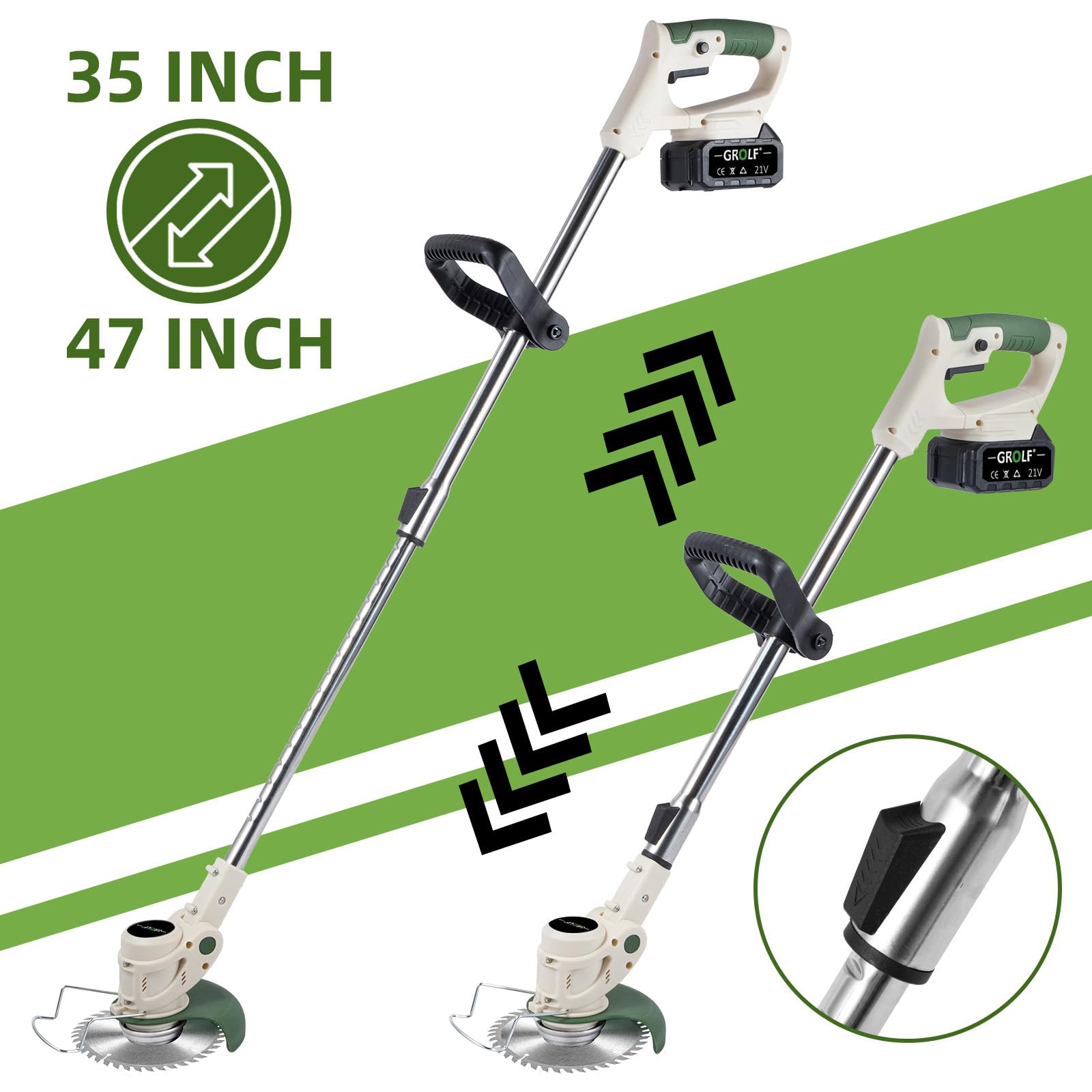 Decespugliatore a batteria senza fili con lama in metallo da 4,0 Ah e caricabatterie rapido, potente decespugliatore elettrico da giardino, ricaricabile, leggero, adatto per giardini, ville, prati