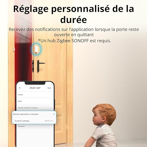 SONOFF SNZB-04P Sensore per porte e finestre Zigbee, sistema di allarme intelligente per porte e finestre,richiede Zigbee Hub,compatibile con Alexa e Google Assistant,scene intelligenti - 5