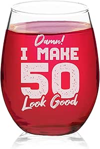 Veracco Verre à Bière « Damn I Make 50 Look Good 50 Years » - Cadeau D'anniversaire Pour Lui, Elle, Cinquante Et Fabuleux (transparent