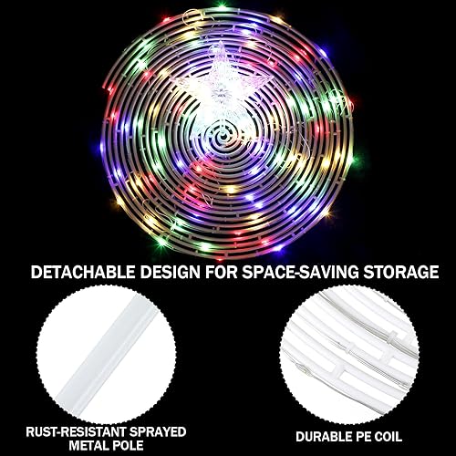 Miniatura 7 de 3 árboles de Navidad LED en espiral para exteriores, árbol de Navidad plegable, multicolor, modo inteligente con iluminación LED, árbol de Navidad