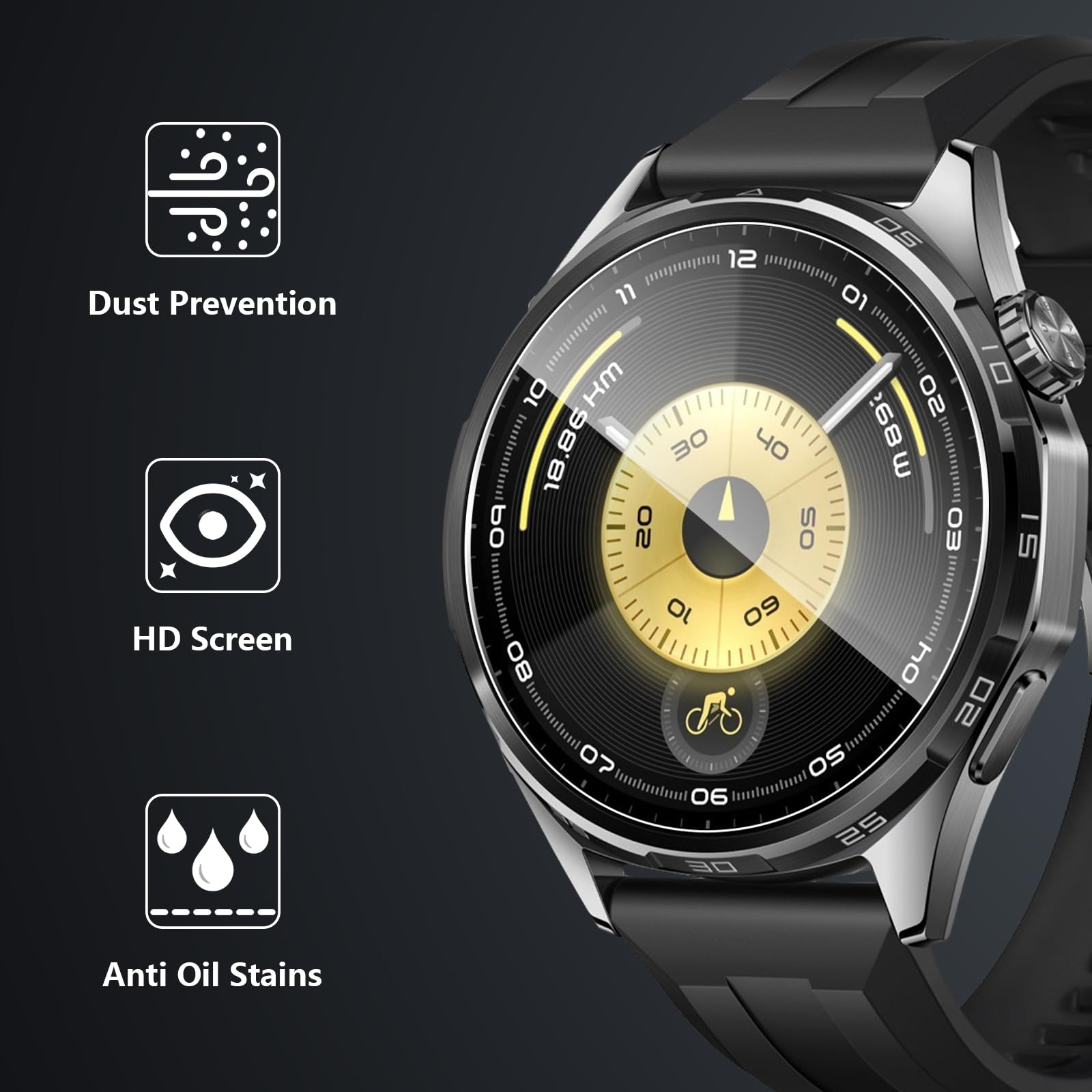 4 sztuki szkła hartowanego do Huawei Watch GT6 46 mm, folia ochronna o twardości 9H, odporna na zarysowania hartowana osłona ekranu do Huawei GT 6 46 mm, bez pęcherzyków, przezroczysta ochrona