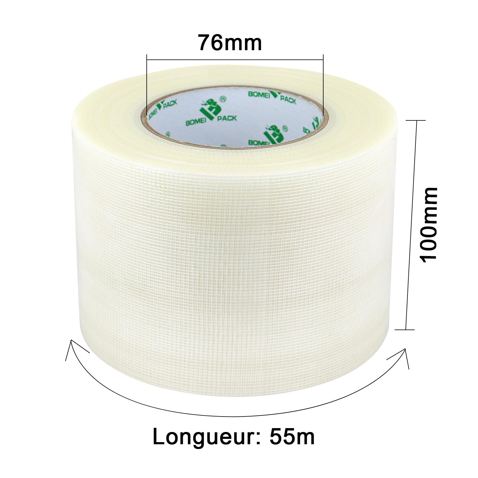 BOMEI Pack Clear Heavy Duty Duct - Cinta adhesiva para reparación, fijación, sellado, resistente, impermeable, flexible, transparente cinta adhesiva rasgable a mano sin residuos (100 mm x 55 m)