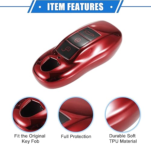 Miniatura 4 de VekAuto Funda protectora para llavero de automóvil con control remoto de 3 botones, compatible con Porsche Cayenne Panamera 2011-2017, protección