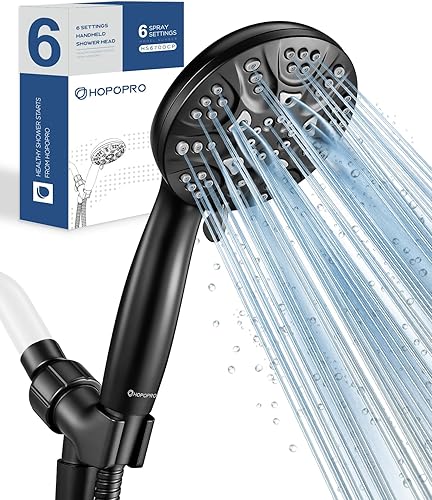 HOPOPRO NBC News - Juego de cabezal de ducha de mano de 6 modos cabezal de ducha de baño de alta presión con repuesto de mano sin herramientas