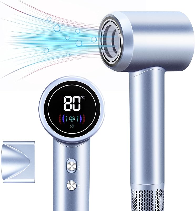 Beautlinks Ionos Hajszárító HD Kijelzővel - 110.000 RPM Gyorsszárítás, 200 Millió Negatív Ion, 5 Hőfok, 2 Sebesség, Otthoni és Utazó Használ