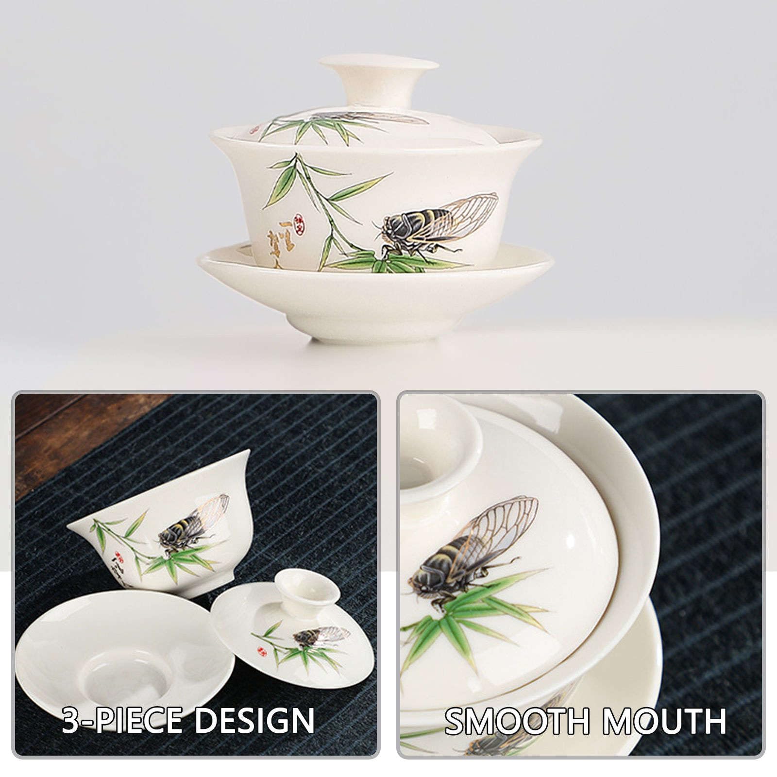 zestaw do herbaty, Zestaw do herbaty z porcelany kostnej, 10 sztuk filiżanek japońskiej 6 filiżankami, które można prać na zestawy upominkowe Spotkanie biurowe przy herbacie -H
