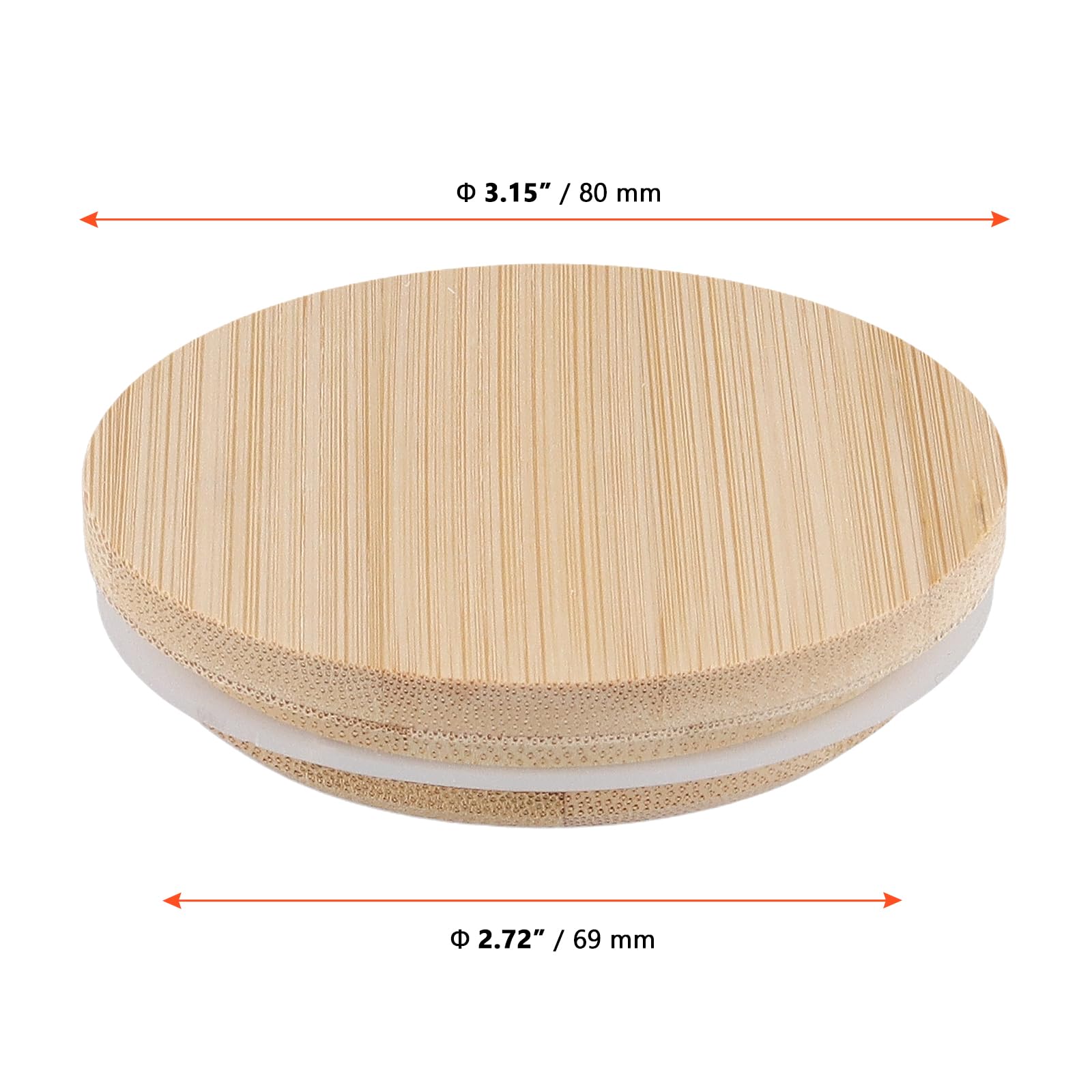SINJEUN 24 pezzi, 8 x 8 cm, colore legno, coperchio in bambù, coperchio con guarnizione in silicone, coperchio in legno per barattoli, pentole per yogurt, feste