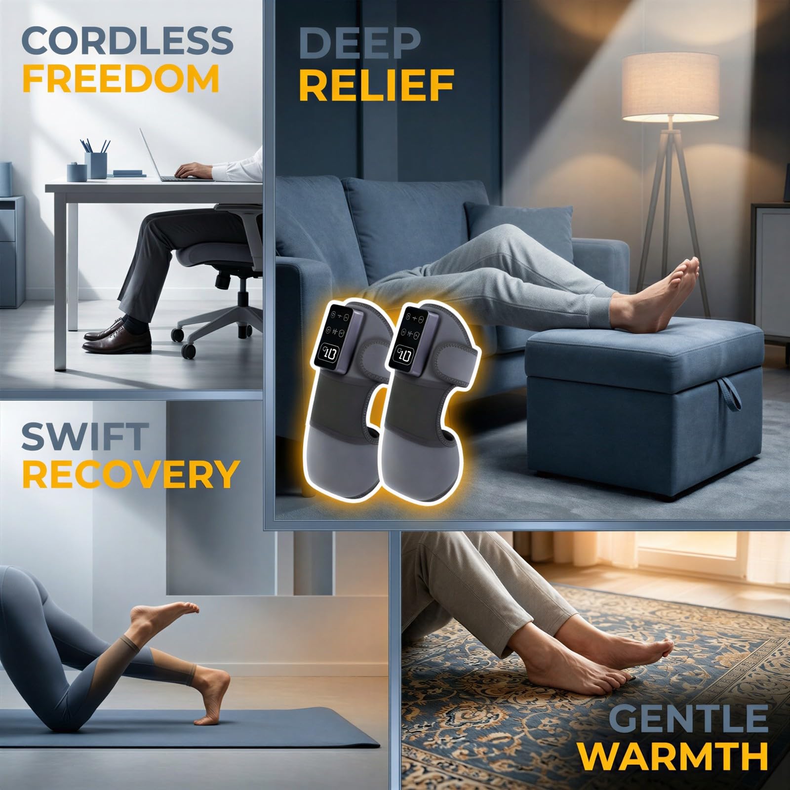 2 rodilleras masajeadoras para comodidad de las articulaciones, rodillera eléctrica inalámbrica con pantalla digital, soporte de rodilla autocalentable para tensión muscular, regalo cálido para