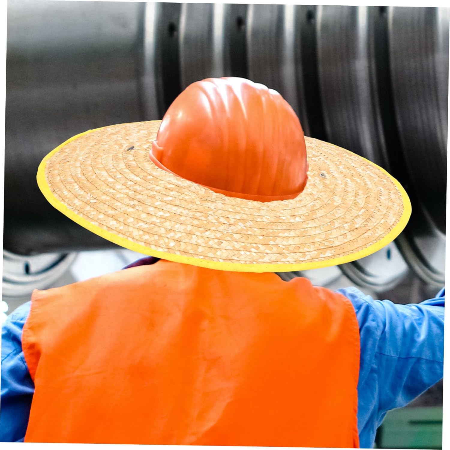 Hard Hat Sun Shade Visor Full Brim Breathable Straw Construction Helmet Shield Cover for Outdoor Workers