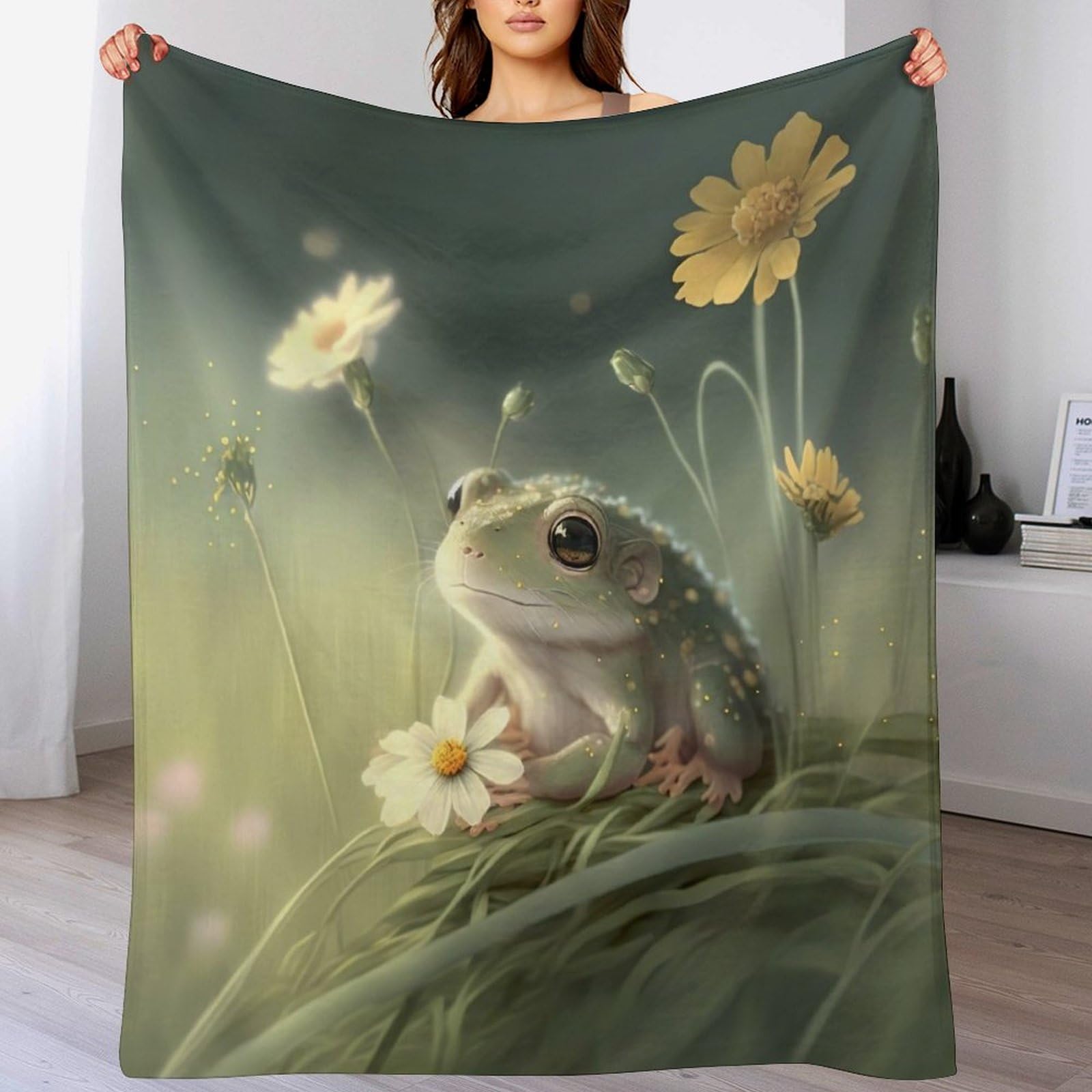 Plaid grenouille 180x200cm en flanelle haut de gamme au toucher peluche